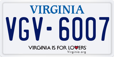 VA license plate VGV6007