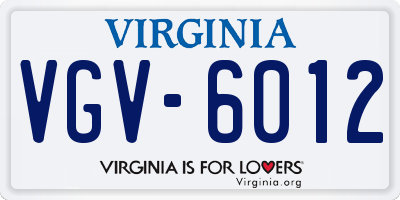 VA license plate VGV6012
