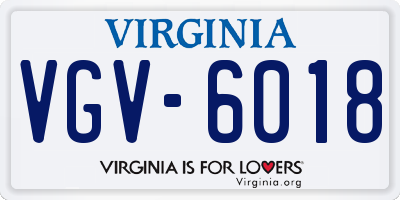 VA license plate VGV6018