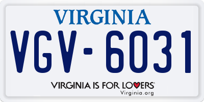 VA license plate VGV6031