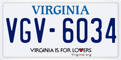 VA license plate VGV6034