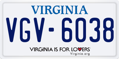 VA license plate VGV6038