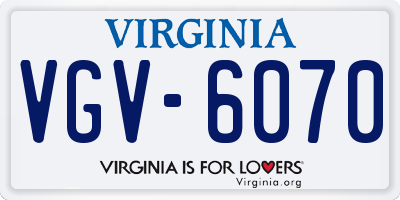 VA license plate VGV6070