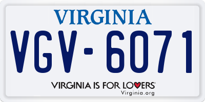 VA license plate VGV6071
