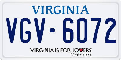 VA license plate VGV6072