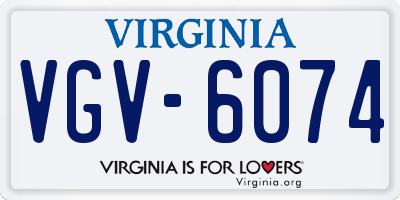 VA license plate VGV6074