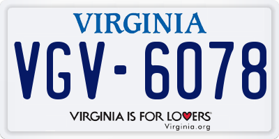VA license plate VGV6078