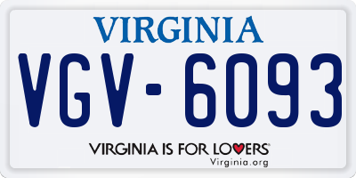 VA license plate VGV6093