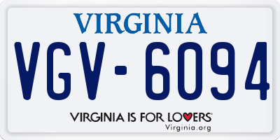 VA license plate VGV6094