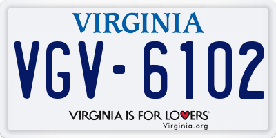 VA license plate VGV6102