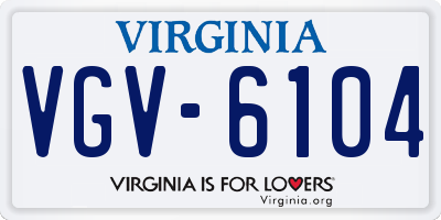VA license plate VGV6104
