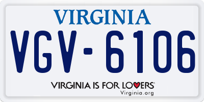 VA license plate VGV6106