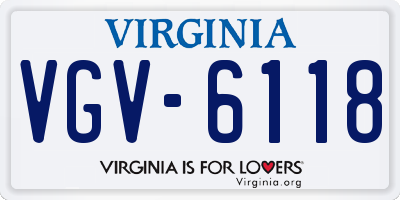 VA license plate VGV6118