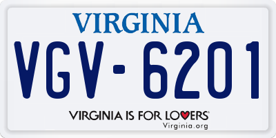 VA license plate VGV6201