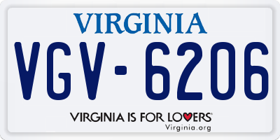 VA license plate VGV6206