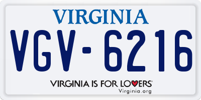 VA license plate VGV6216
