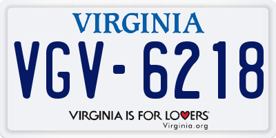 VA license plate VGV6218