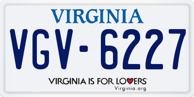 VA license plate VGV6227