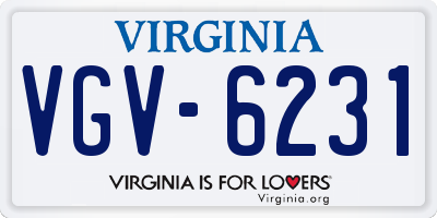 VA license plate VGV6231