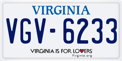VA license plate VGV6233