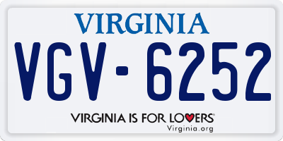 VA license plate VGV6252