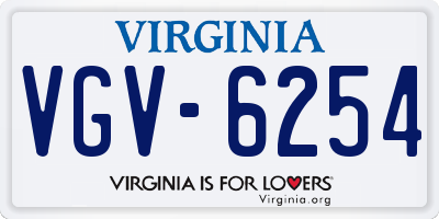 VA license plate VGV6254