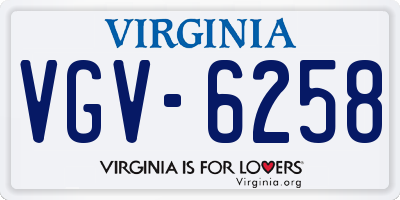 VA license plate VGV6258
