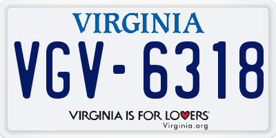 VA license plate VGV6318