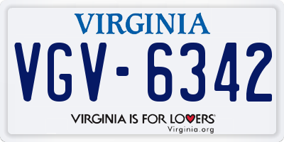 VA license plate VGV6342