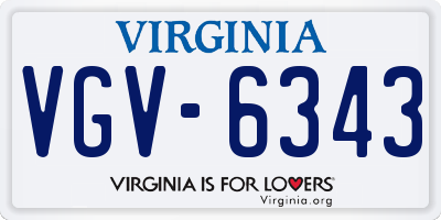 VA license plate VGV6343