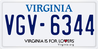 VA license plate VGV6344