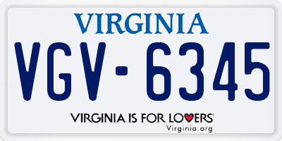 VA license plate VGV6345