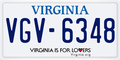 VA license plate VGV6348