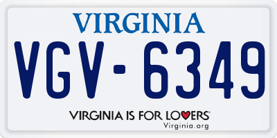 VA license plate VGV6349