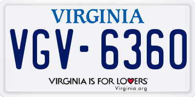 VA license plate VGV6360