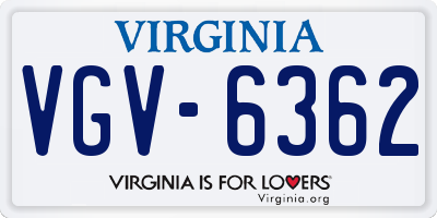 VA license plate VGV6362