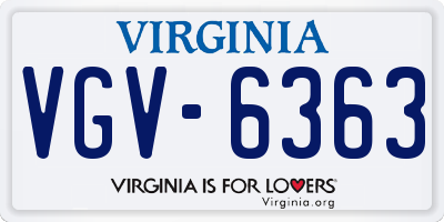 VA license plate VGV6363