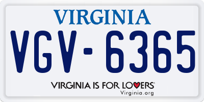 VA license plate VGV6365