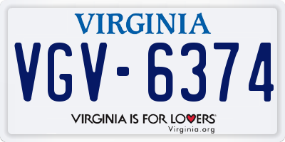 VA license plate VGV6374