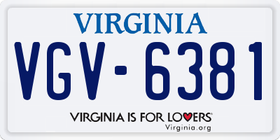 VA license plate VGV6381
