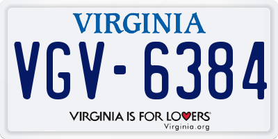 VA license plate VGV6384