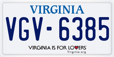 VA license plate VGV6385