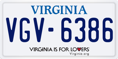 VA license plate VGV6386