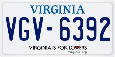 VA license plate VGV6392