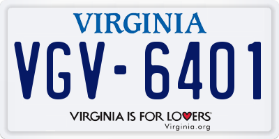 VA license plate VGV6401