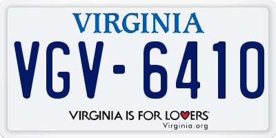 VA license plate VGV6410