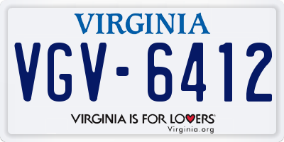 VA license plate VGV6412