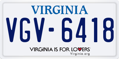 VA license plate VGV6418