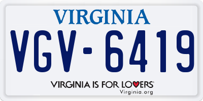 VA license plate VGV6419