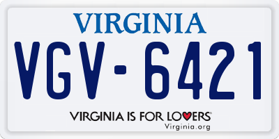 VA license plate VGV6421